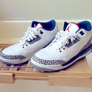 Jordan 3s. Red and blue